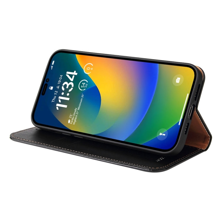 Étui en cuir noir à rabat horizontal avec support et fentes pour cartes iPhone 15 pro - ABYTONPHONE