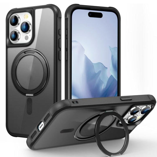 Coque iPhone 15 Pro Max MagSafe avec support rotatif magnétique - Noir