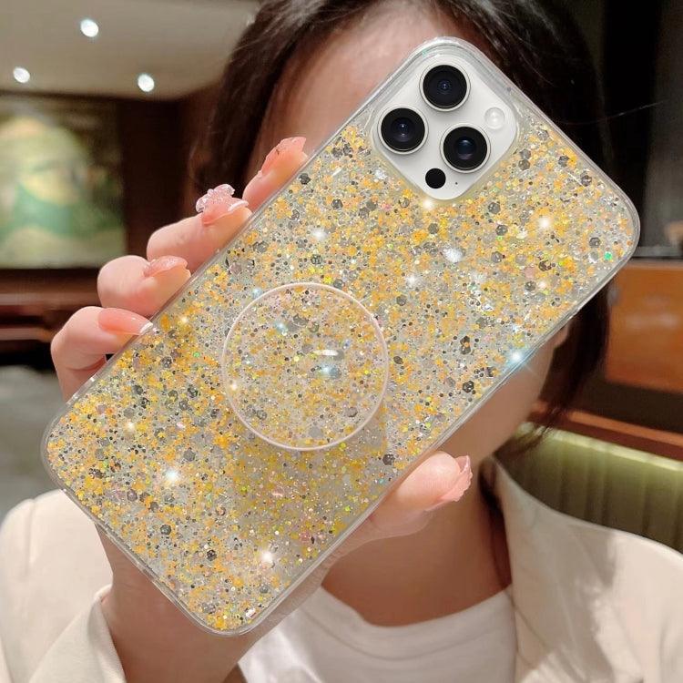 Coque à paillettes or avec fonction stand iPhone 15 Pro - ABYTONPHONE