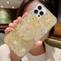 Coque à paillettes or avec fonction stand iPhone 15 Pro - ABYTONPHONE