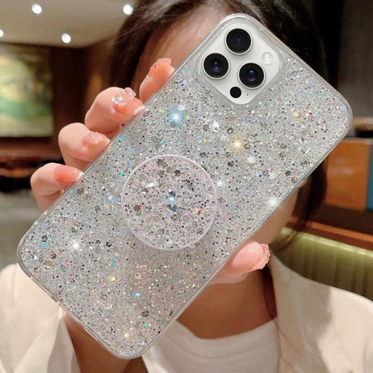 Coque à paillettes argenté avec fonction stand iPhone 15 Pro Max - ABYTONPHONE