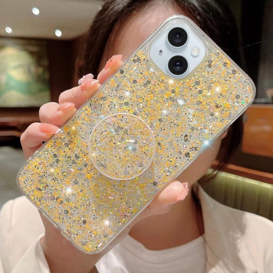 Coque à paillettes or avec fonction stand iPhone 15 - ABYTONPHONE