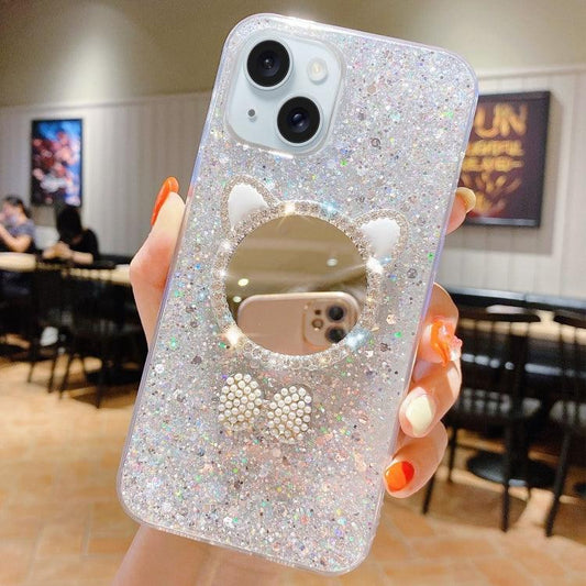 Coque à paillettes Motif Chat avec effet miroir pour iPhone 15 - ABYTONPHONE