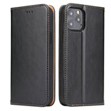 Étui en cuir noir à rabat horizontal avec support et fentes pour cartes iPhone 14 Pro Max