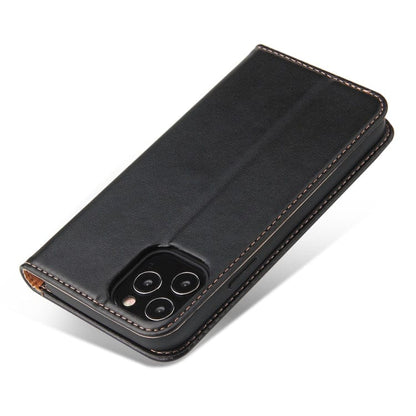 Étui en cuir noir à rabat horizontal avec support et fentes pour cartes iPhone 14 Pro Max
