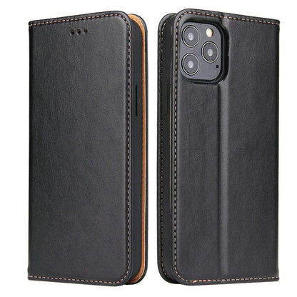 Étui en cuir noir à rabat horizontal avec support et fentes pour cartes iPhone 13 Pro Max