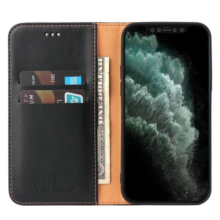 Étui en cuir noir à rabat horizontal avec support et fentes pour cartes iPhone 11 Pro
