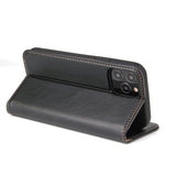Étui en cuir noir à rabat horizontal avec support et fentes pour cartes iPhone 12 / 12 Pro