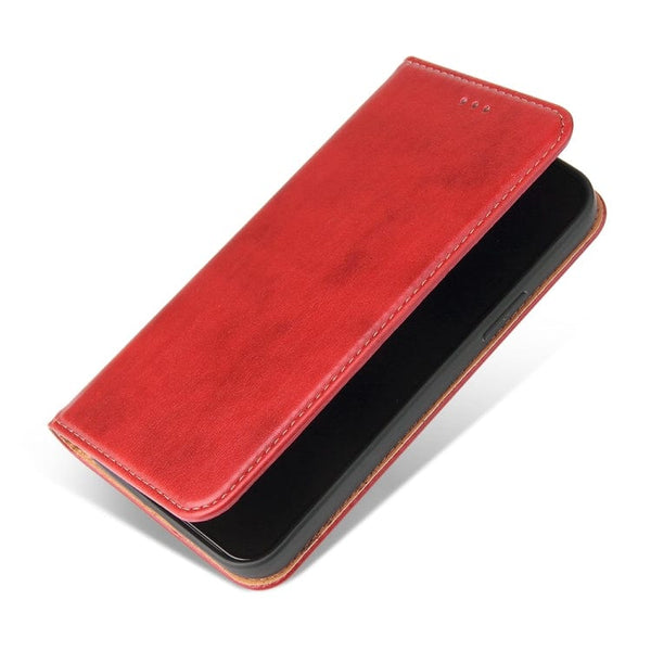 Étui en cuir rouge à rabat horizontal avec support et fentes pour cartes iPhone 12 Pro Max