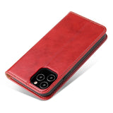 Étui en cuir rouge à rabat horizontal avec support et fentes pour cartes iPhone 12 / 12 Pro