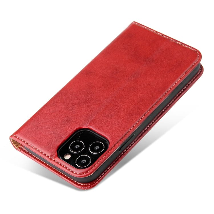 Étui en cuir rouge à rabat horizontal avec support et fentes pour cartes iPhone 12 Pro Max