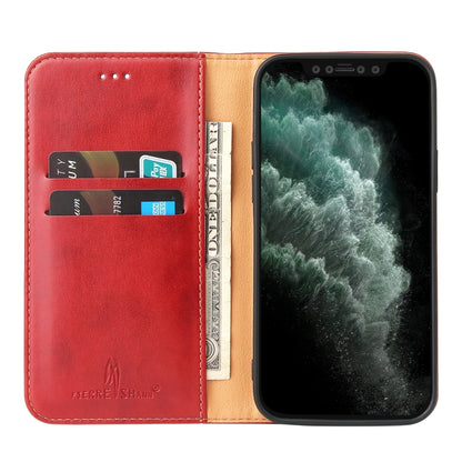Étui en cuir rouge à rabat horizontal avec support et fentes pour cartes iPhone 14 Pro
