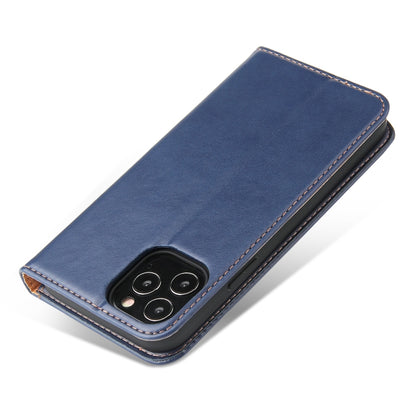 Étui en cuir bleu nuit à rabat horizontal avec support et fentes pour cartes iPhone 14 Pro