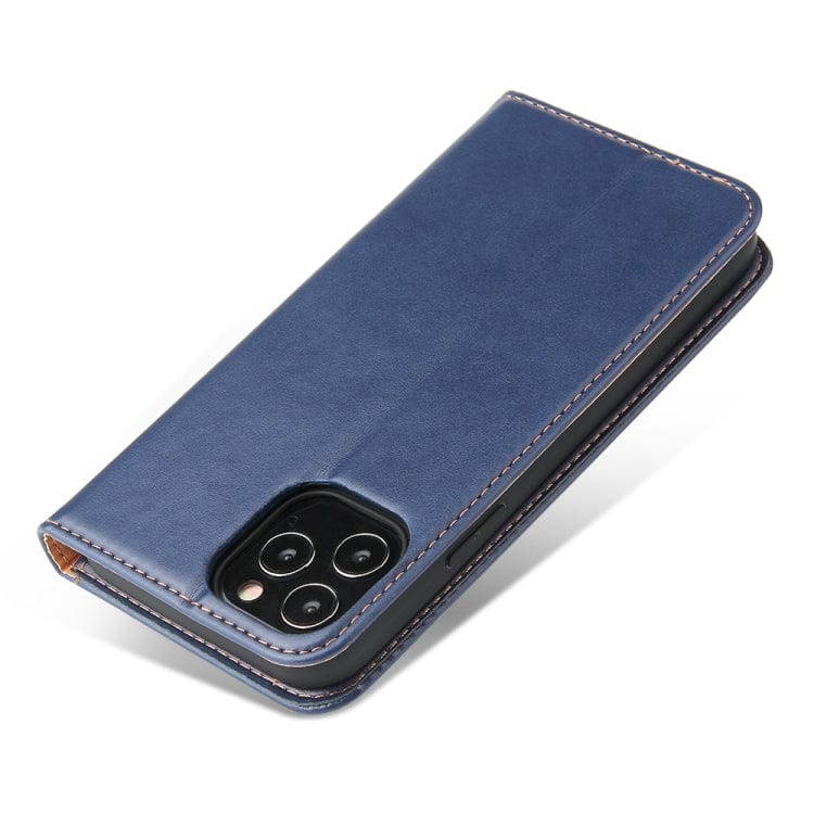 Étui en cuir bleu nuit à rabat horizontal avec support et fentes pour cartes iPhone 13 Pro Max