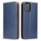 Étui en cuir bleu nuit à rabat horizontal avec support et fentes pour cartes iPhone 15 Pro - ABYTONPHONE