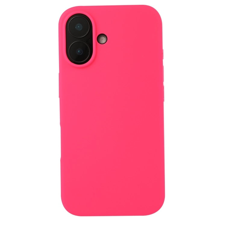Coque Silicone BeColor pour iPhone 16, Intérieur Microfibre – Rose Fluo