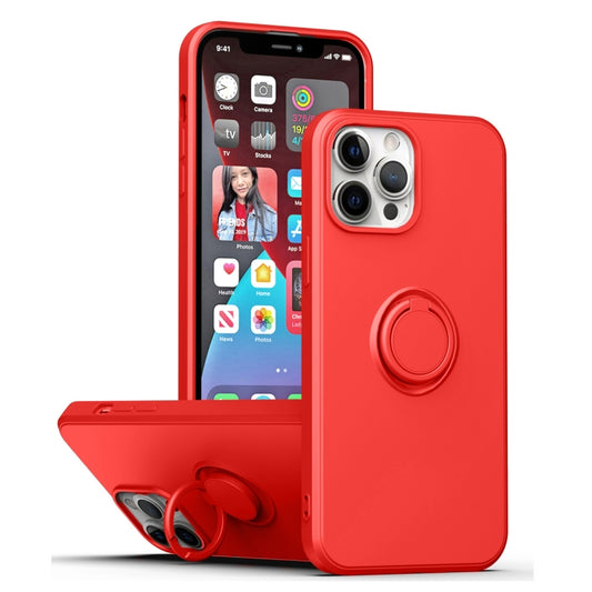 Coque Ring en silicone rouge avec anneau intégré pour iPhone 15 Pro Max - ABYTONPHONE