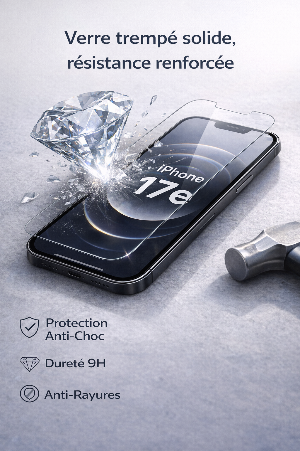Verre Trempé iPhone 17e 9H Anti-Choc – Pose Gratuite en Boutique à Paris 6e