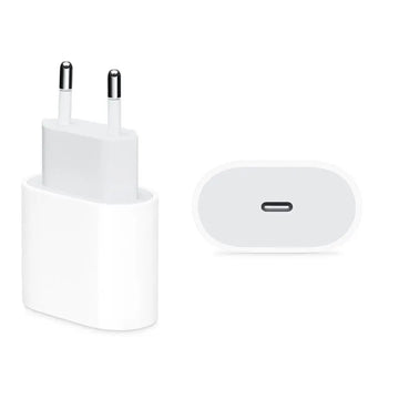 Chargeur secteur Apple USB-C 20W blanc compact pour iPhone et iPad.