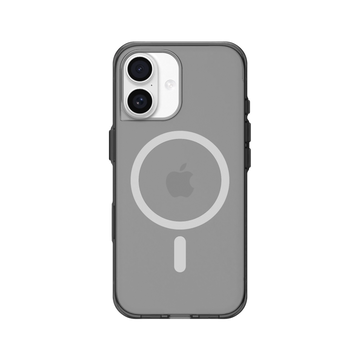 Photo de la Coque RhinoShield Clear Teintée Noir Qwartz, compatible MagSafe, installée sur un iPhone 17