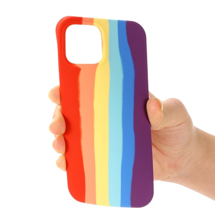 Coque en Silicone Arc En Ciel Multicolore pour iPhone 14 , Intérieur Microfibre - ABYTONPHONE