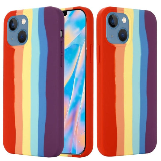 Coque en Silicone Arc En Ciel Multicolore pour iPhone 14 , Intérieur Microfibre - ABYTONPHONE