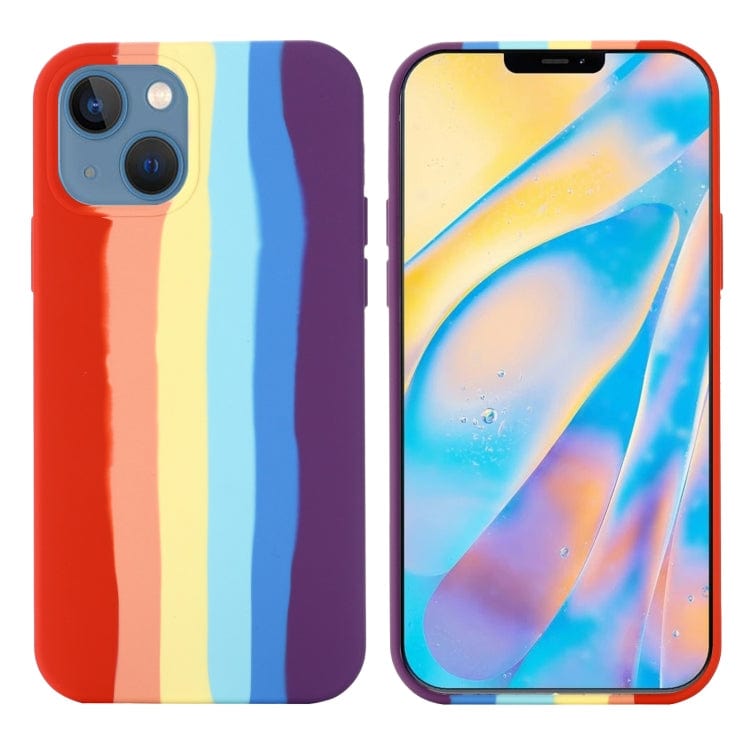 Coque en Silicone Arc En Ciel Multicolore pour iPhone 14 , Intérieur Microfibre - ABYTONPHONE