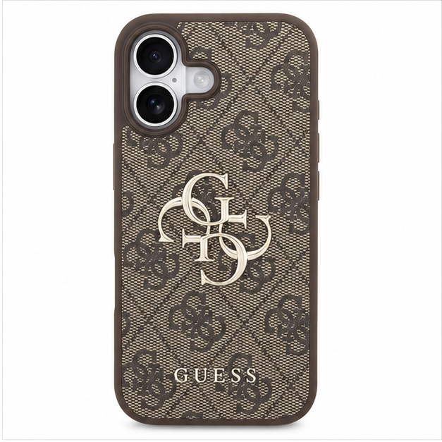 Coque Guess 4G Big Metal Logo iPhone 17 marron vue dos