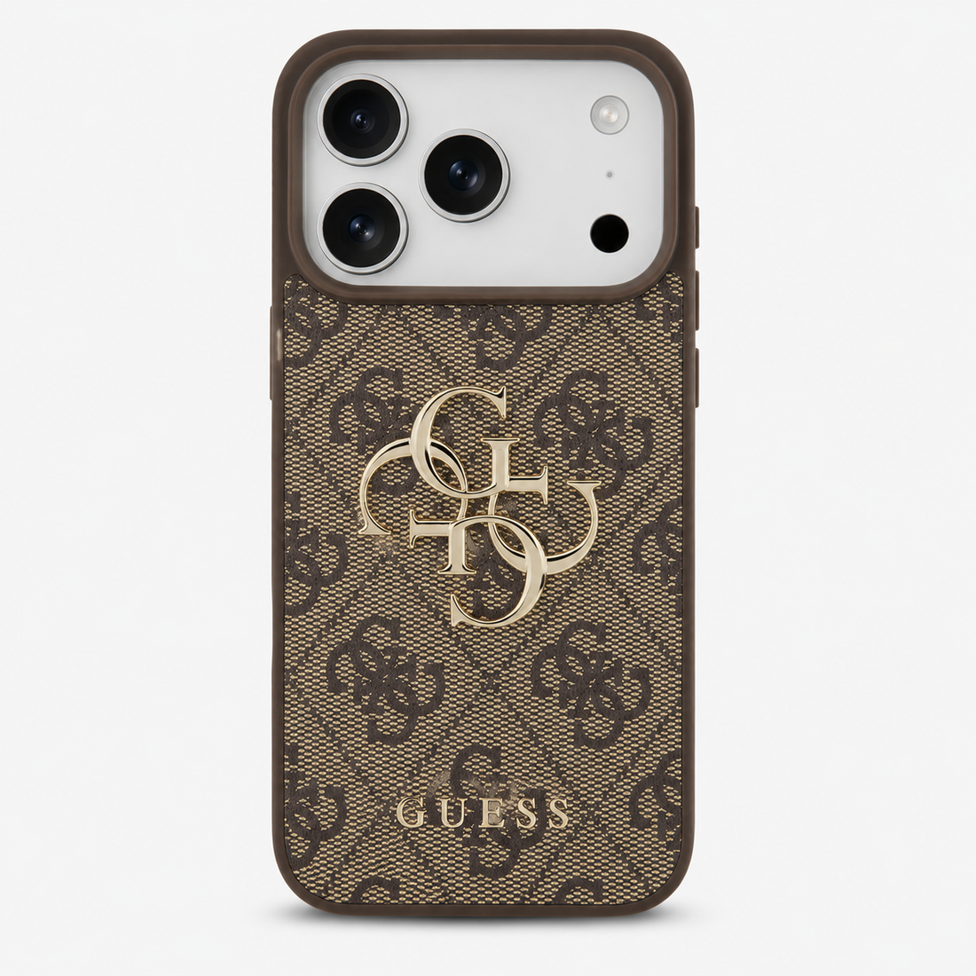 Coque Guess 4G Big Metal Logo iPhone 17 Pro Max marron vue de dos
