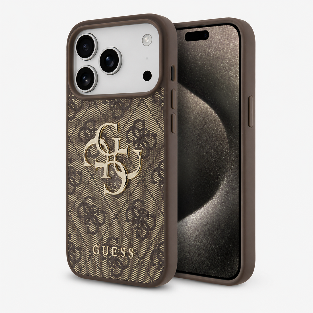 Coque Guess 4G Big Metal Logo iPhone 17 Pro Max marron vue principale