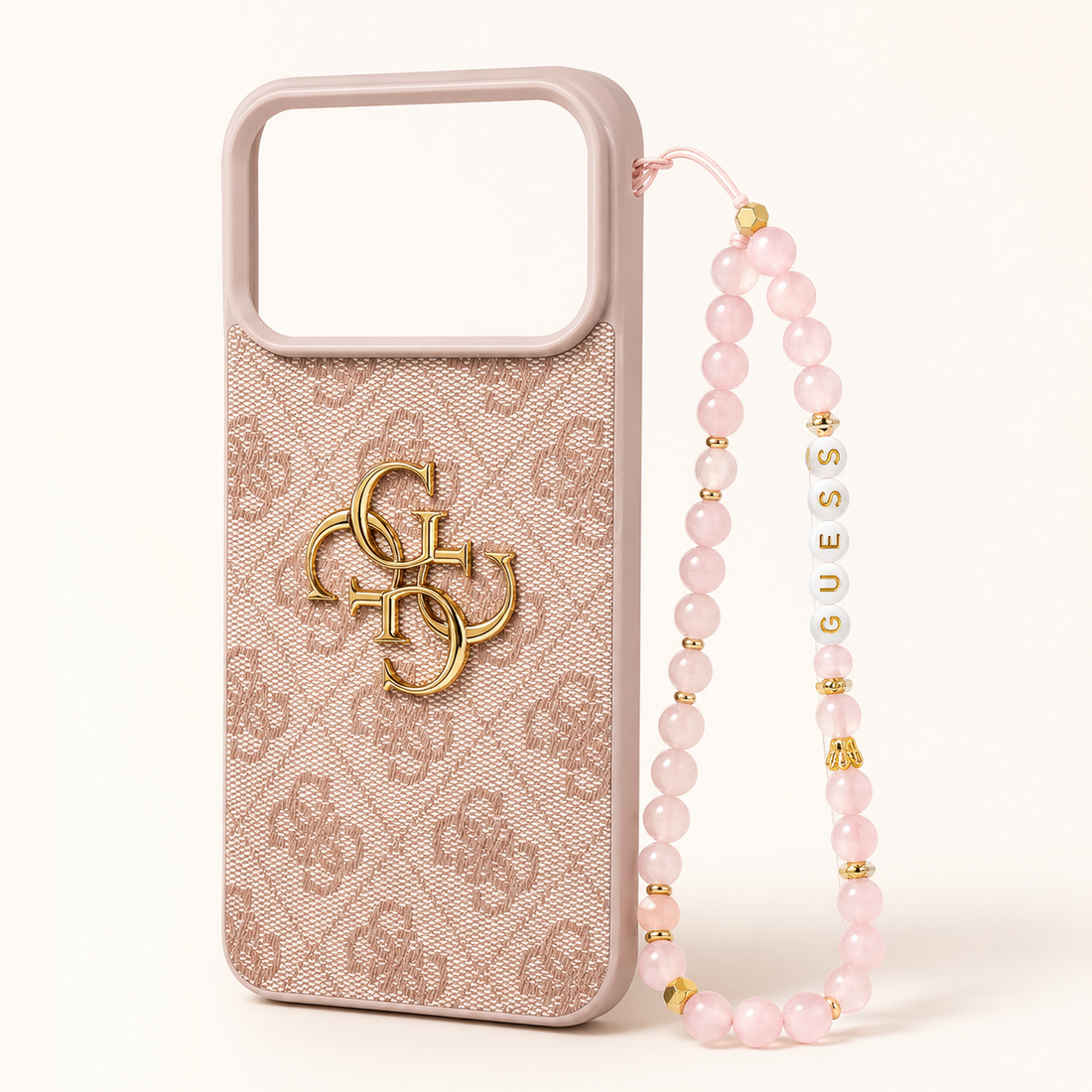 Coque Guess iPhone 17 Pro Max 4G Classic Logo avec Sangle – Rose