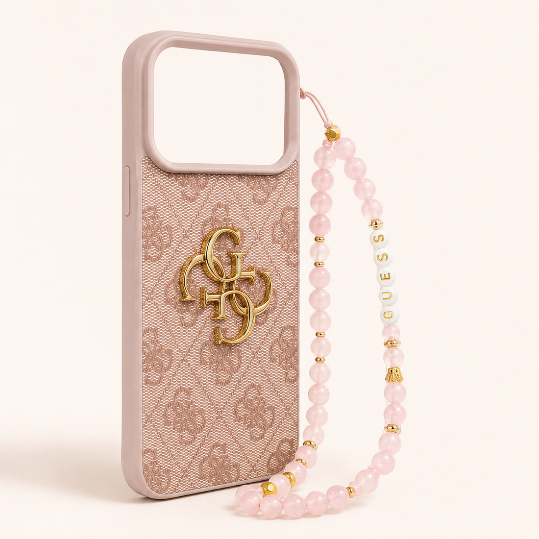 Coque Guess iPhone 17 Pro Max 4G Classic Logo avec Sangle – Rose