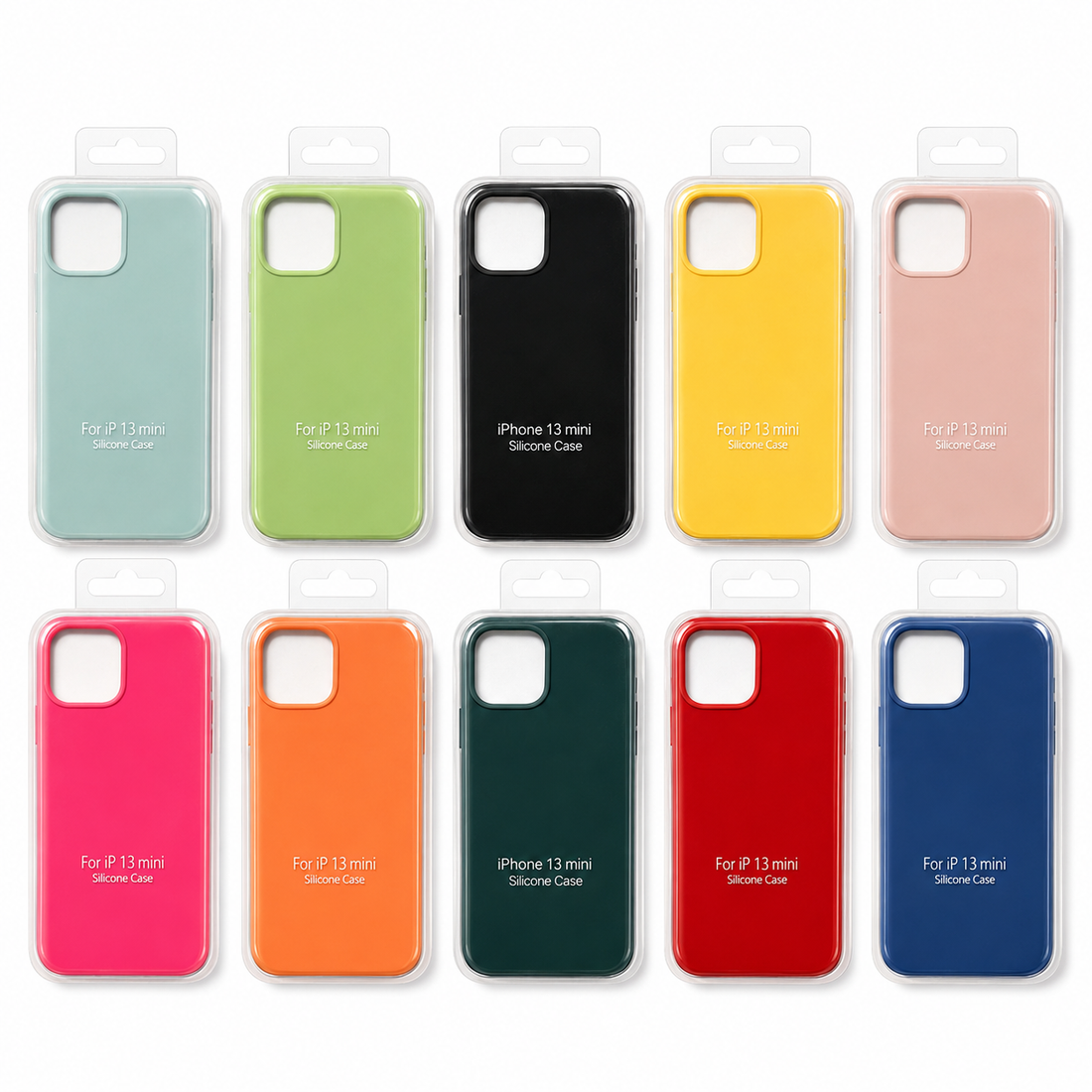 Coque iPhone 13 mini silicone anti-choc soft touch en emballage 10 couleurs disponibles