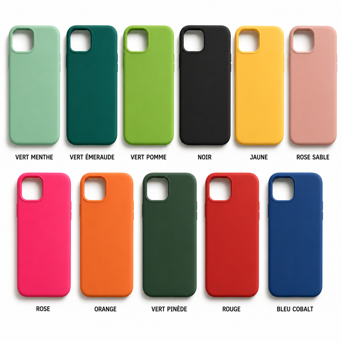 Coque iPhone 13 mini silicone anti-choc soft touch toutes les couleurs disponibles
