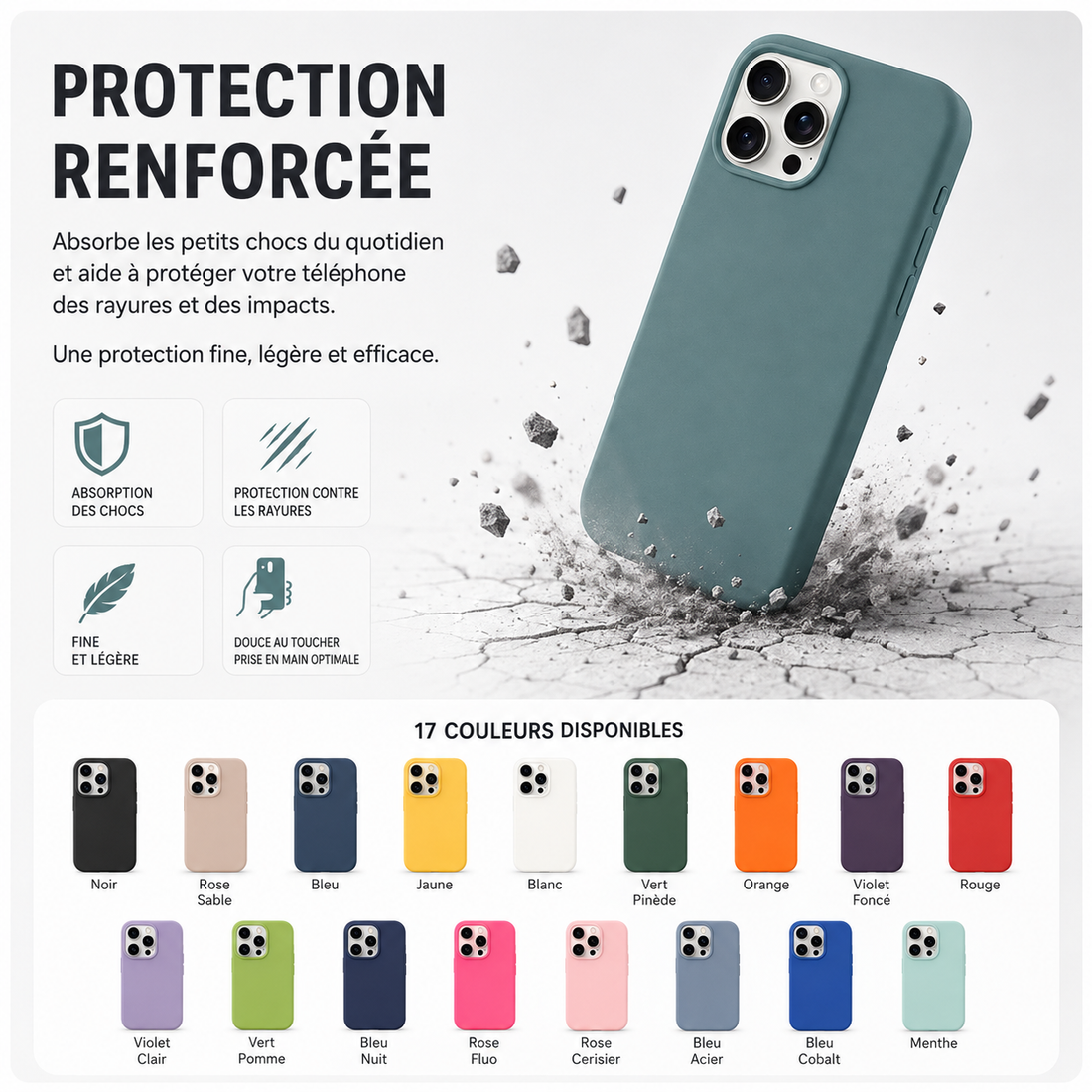 Coque iPhone 16 Pro Max BeColor - protection renforcée et 17 coloris