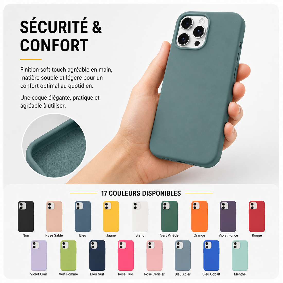 Coque iPhone 16 Pro Max BeColor - sécurité, confort et 17 coloris