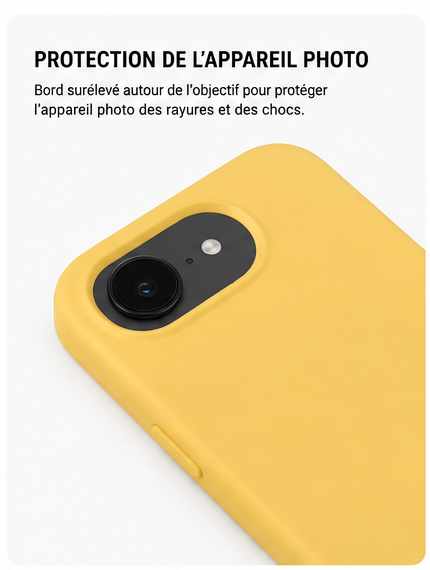 Coque iPhone 16e Silicone Anti-Choc Soft Touch Jaune - protection de l’appareil photo