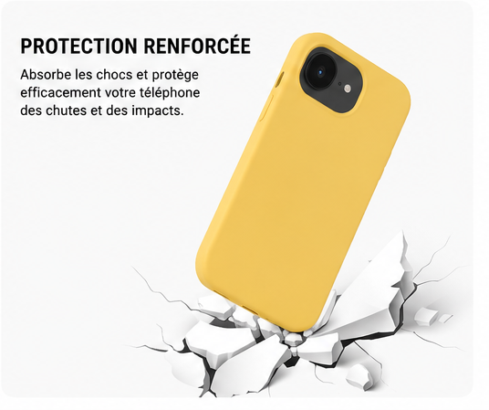 Coque iPhone 16e Silicone Anti-Choc Soft Touch Jaune - protection renforcée contre les chocs