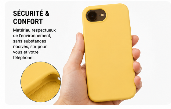 Coque iPhone 16e Silicone Anti-Choc Soft Touch Jaune - sécurité et confort au quotidien