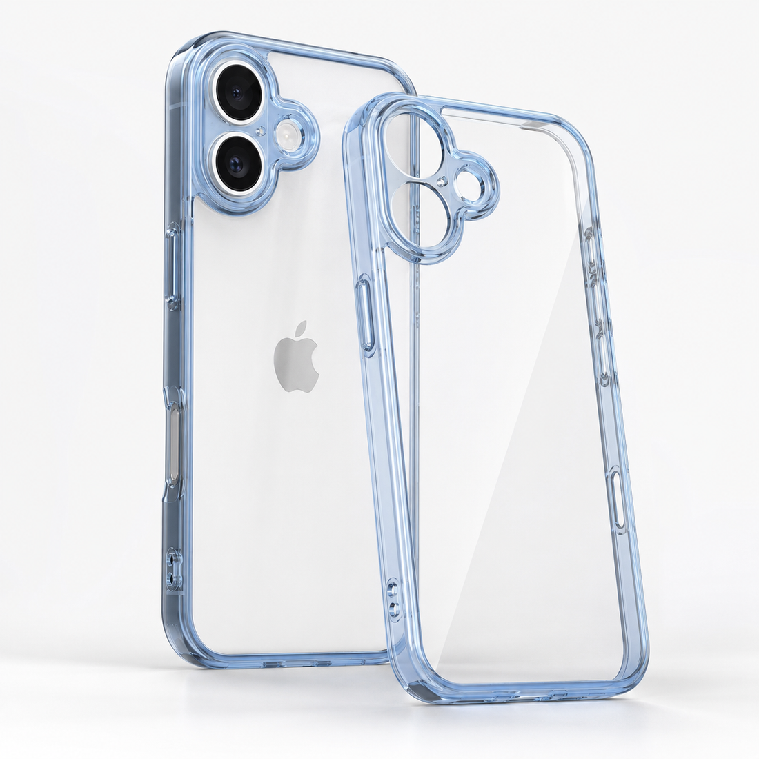 Coque iPhone 17 antichoc transparente bleue vue principale