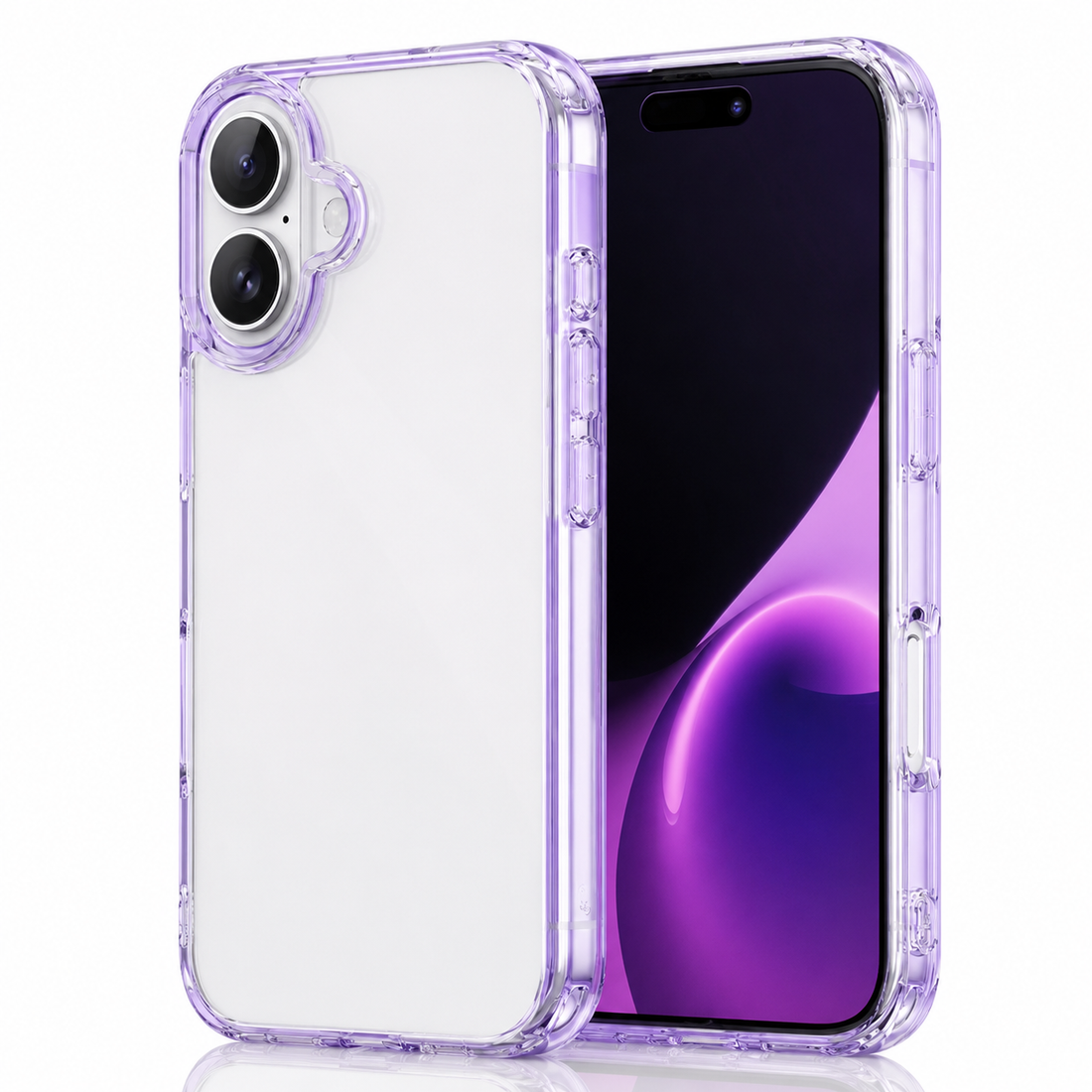 Coque iPhone 17 antichoc transparente violet vue principale