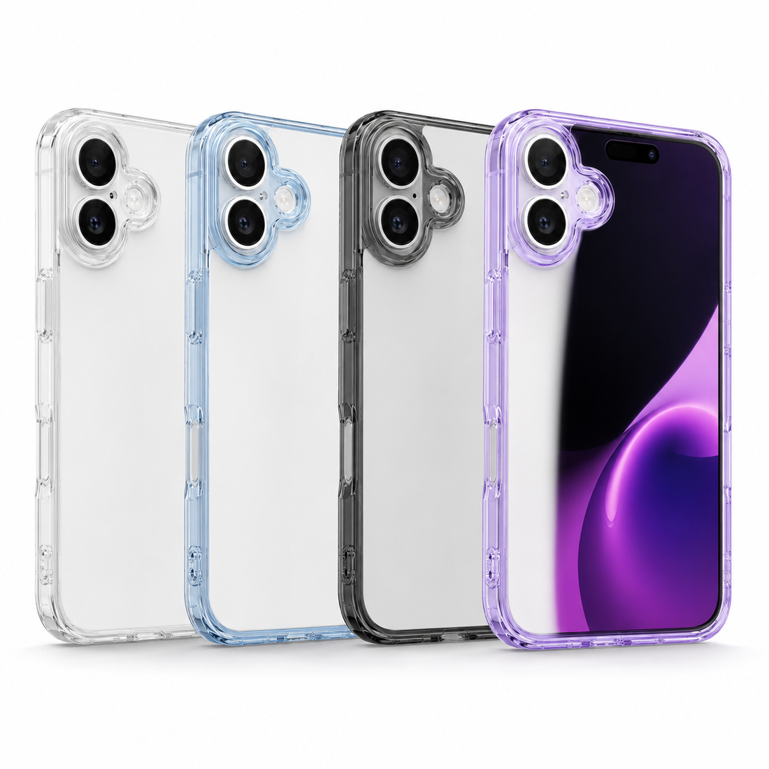 Collection de coques iPhone 17 antichoc transparentes en plusieurs couleurs