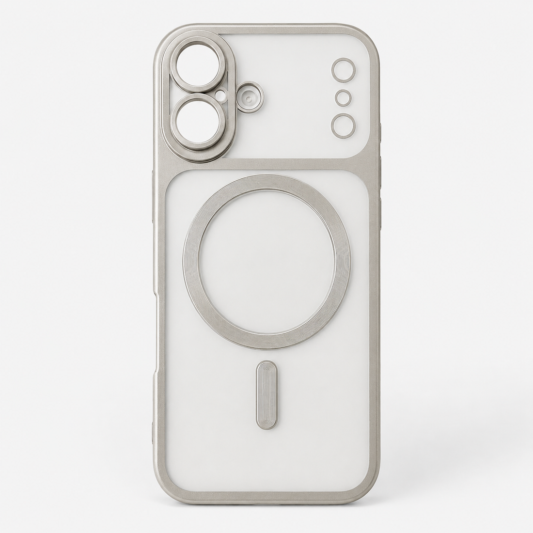 Coque iPhone 17 MagSafe transparente fumée argent packshot