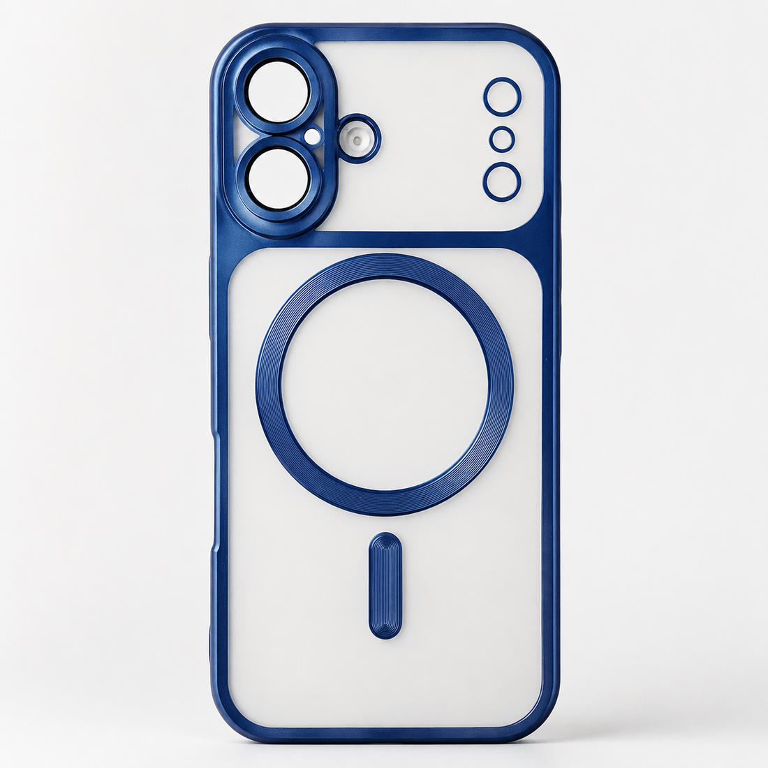 Coque iPhone 17 MagSafe transparente fumée bleu packshot