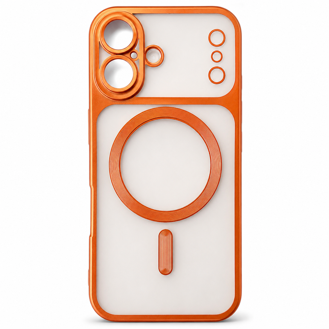 Coque iPhone 17 MagSafe transparente fumée orange packshot