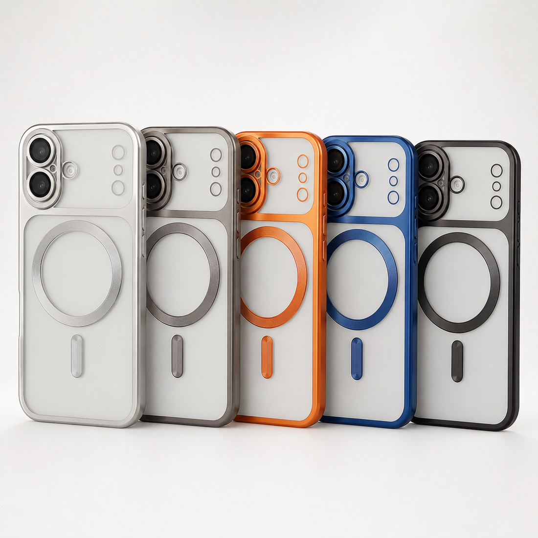 Collection de coques iPhone 17 MagSafe transparentes fumées en 5 couleurs