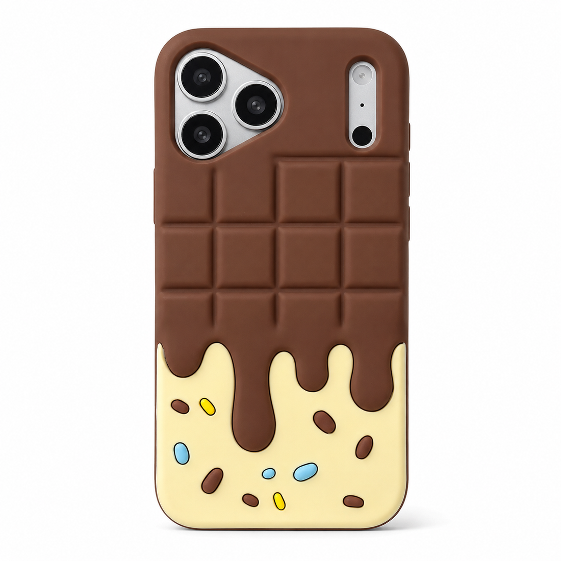Coque iPhone 17 Pro Candy Chocolate marron crème packshot premium