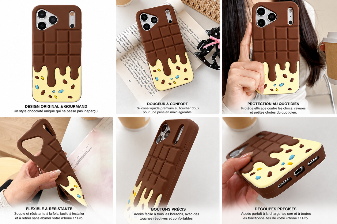 Coque iPhone 17 Pro Candy Chocolate présentation des points forts et détails