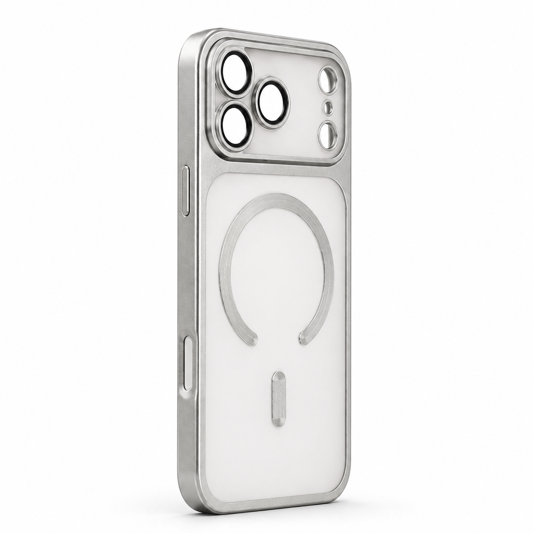 Coque iPhone 17 Pro MagSafe transparente argent avec protection caméra