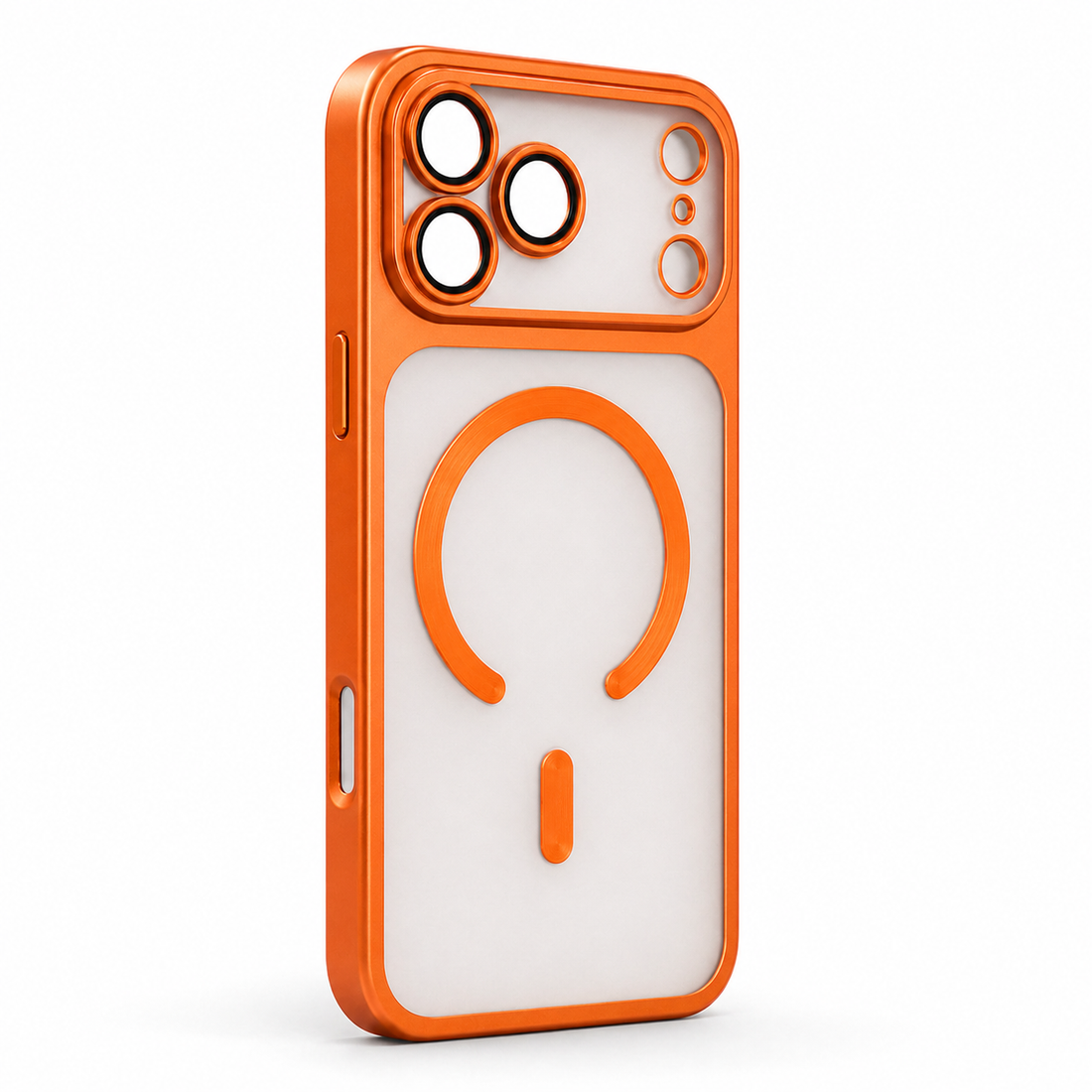 Coque iPhone 17 Pro MagSafe transparente orange fumé avec protection caméra